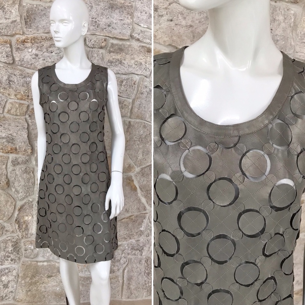 Fantastic Circle Cutout Leather Dress with Sheer Mesh Size Medium